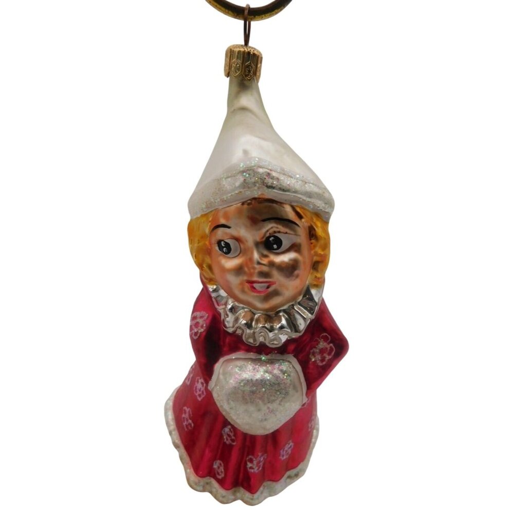 Vintage Christopher Radko Blown Glass Christmas Ornament Sweetheart Girl Red